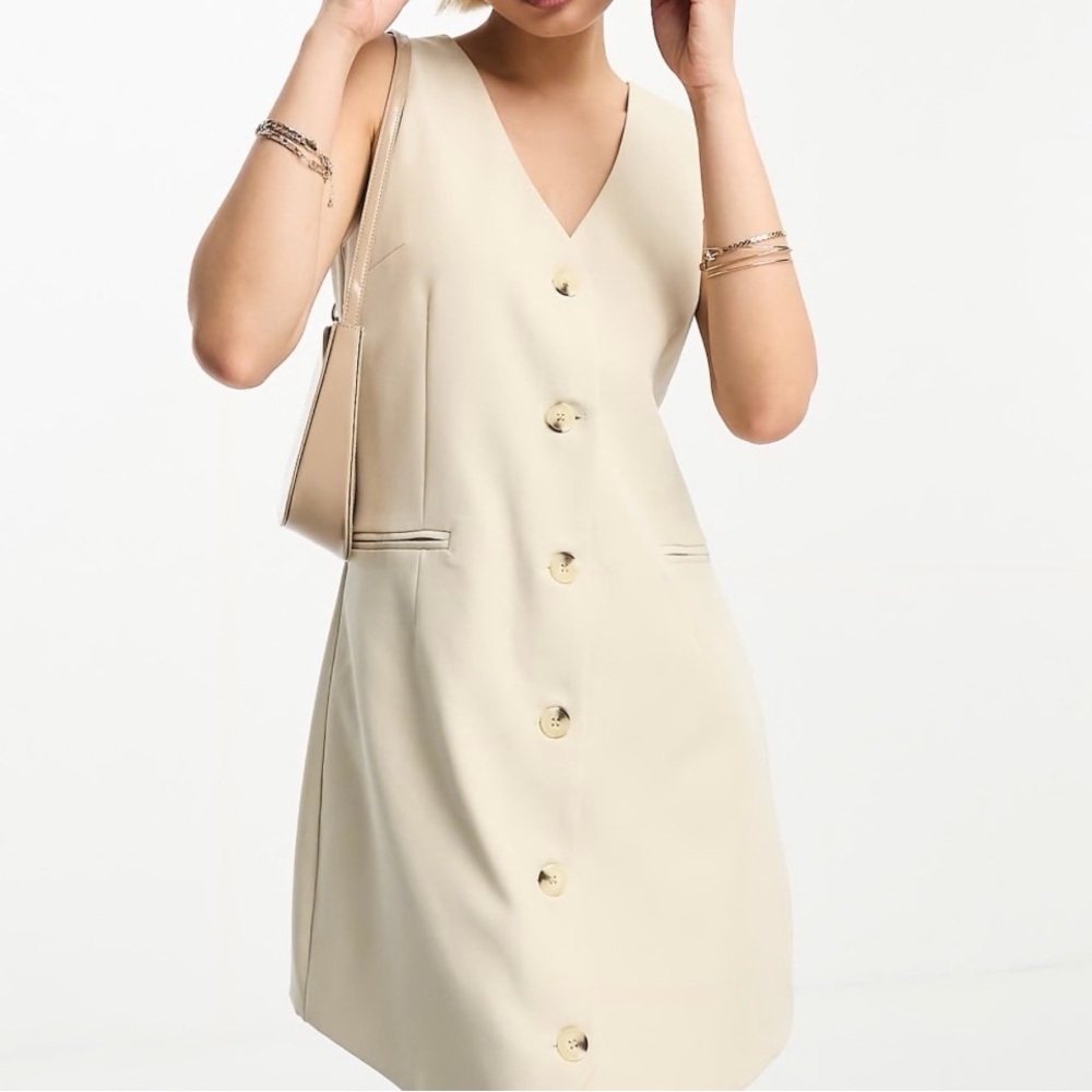 4th + Reckless Beige Button Front Mini Dress NWT Size L Belted Neutral